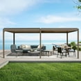 thumbnail image 5 of Domi Outdoor Living 10x20FT Louvered Pergola with Adjustable Steel Roof, Durable Metal Frame, Efficient Drainage System for Backyard, Garden and Lawn, Brown, 5 of 9