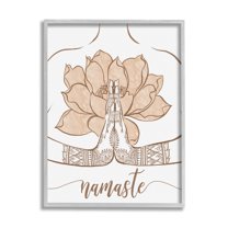 Namaste Henna Pattern Lotus Religious Graphic Art Gray Framed Art Print Wall Art
