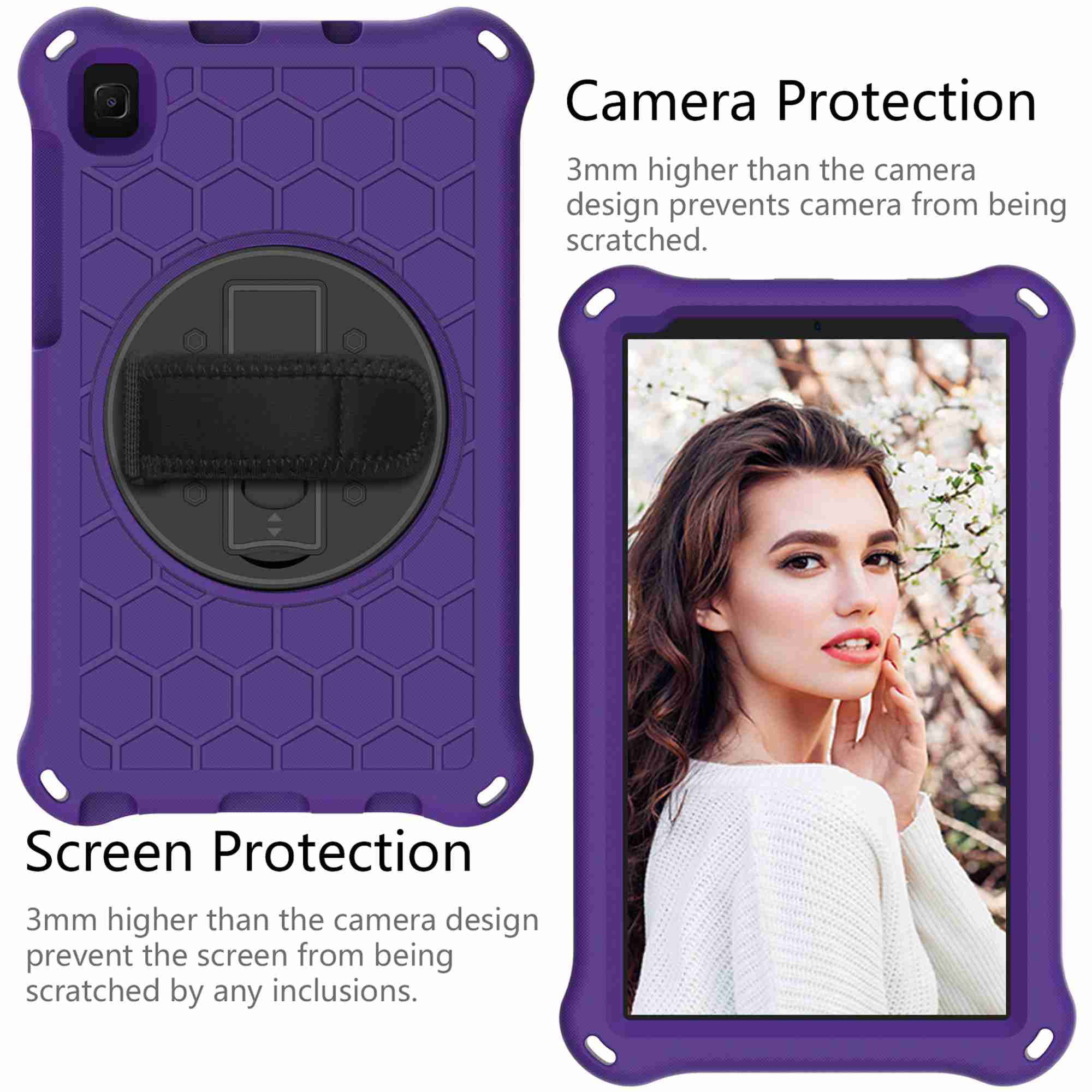 Lightweight Shockproof Protective Cover with Flexible Hand Strap & Card Slots, SM-T220/T225/T227 Dadanism Case for Samsung Galaxy Tab A7 Lite 8.7 Inch 2021 Purple Marble Multi-Angle Viewing Stand 