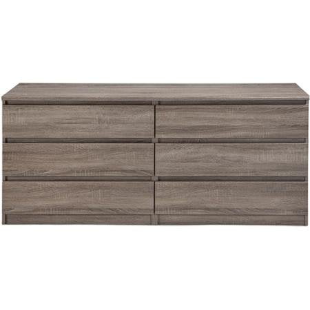 Modern Danish 6 Drawer Double Dresser Wooden Bedroom Furniture Storage Rustic Truffle Walmart Com Walmart Com