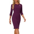 thumbnail image 1 of INSPIRE CHIC Vestido Vintage para Mujeres de Manga 3/4 para Usar en el Trabajo Vestidos Sheath XS Púrpura Oscuro, 1 of 6