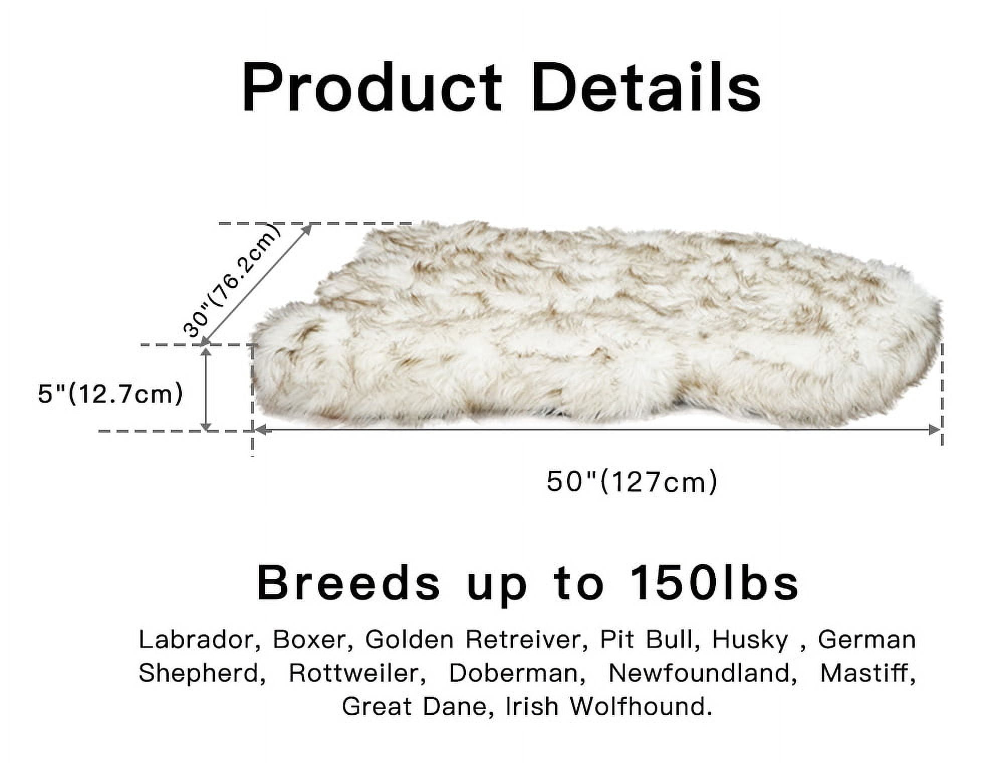 Laifug Large Dog Bed - Comfy Orthopedic Memory Foam, Waterproof Liner, and Washable Cover (White) - Ideal for Comfort and Easy Cleaning