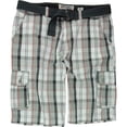 thumbnail image 1 of Ecko Unltd. Pantalones cortos de carga informales a cuadros con cinturón frontal plano para hombre, gris, 32 Ecko Unltd.  Carga, 1 of 1