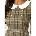 thumbnail image 5 of INSPIRE CHIC Women's Plaid Peter Pan Collar Long Sleeve Mini A-Line Dress XL Khaki Brown, 5 of 6