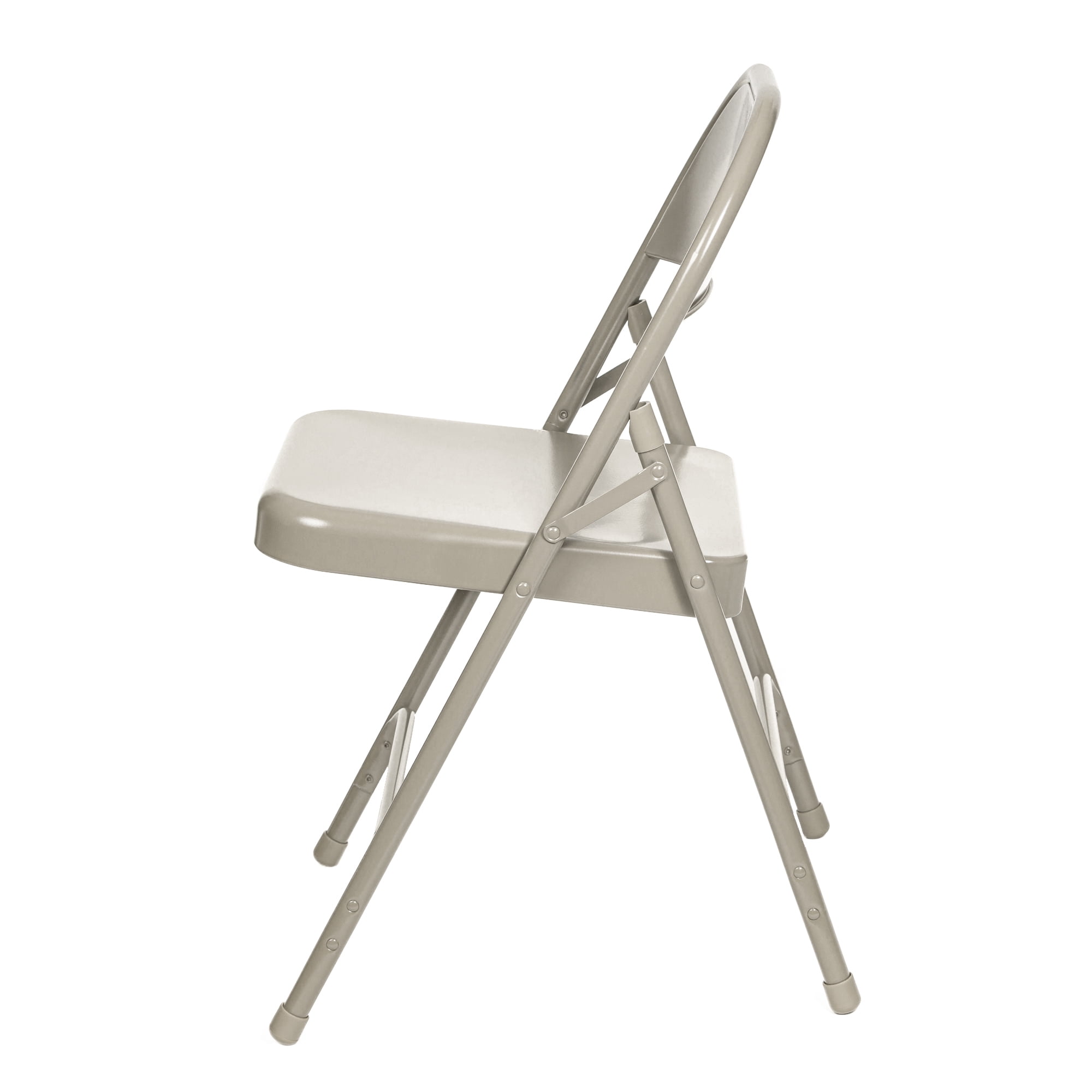 Hampden Furnishings Bernadine Collection Metal Round-Backed Folding Chair, Grey, Pack of 4