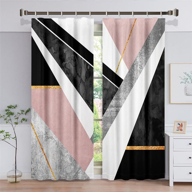 Cortinas de poliéster BLESIY con ganchos para baño cocina sala negro rosa Cortinas de baño