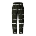 thumbnail image 4 of AJTQTH Cropped Pants Trousers for Women Wide-Leg Striped Trousers with Pockets Loose Elastic High-Waisted Loose Summer Harem Trousers Army Green S, 4 of 5