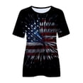 thumbnail image 2 of QLEICOM Womens 4th of July Tops Independence Day Popular American Flag Printed T-shirt Round-neck T Short Sleeve Letters Print Summer Loose Fitting Tee Tops Blouses Red M, 2 of 5