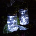 thumbnail image 2 of Mason Jar Solar String Lights, Waterproof 2M 20 LED Fairy Firefly Jar Lids String Lights Kit (Jars & Hangers Included) for Patio Garden Wedding Home Decoration - White(2 Pack), 2 of 4
