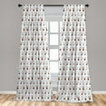 thumbnail image 5 of Ambesonne Funny Curtains, Retro Bunny Rabbits, Pair of 28"x63", Orange White, 5 of 5