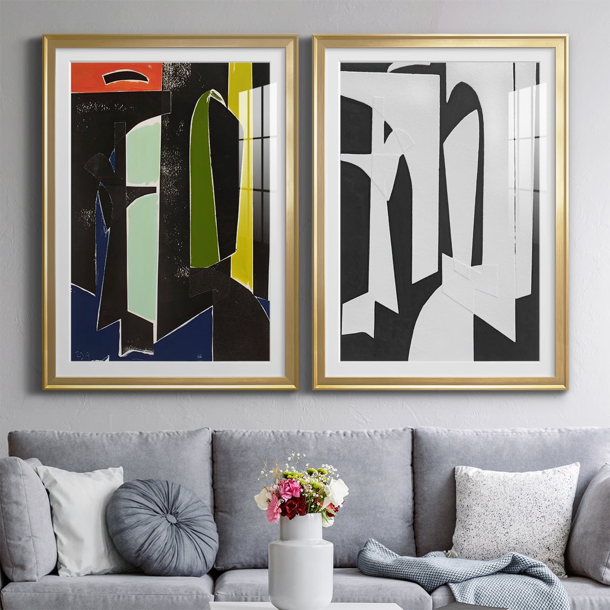 Wexford Home Spanish Arches Premium Framed Print, 30.5" x 42.5" - Ready to Hang, Gold (Set of 2)