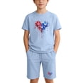 thumbnail image 2 of ATOGUTA Girl Short Sets Kids Short Sleeve T Shirts and Elastic Waist Shorts Size 4T-14 Kids Vacation Beach Wear Light Blue, 2 of 7