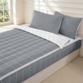 thumbnail image 3 of Manfei Minimalist Check Zipper Queen Comforter Set with Fitted Sheet and 2 Pillowcases,Modern Grid Zipper Bedding Set,Gray,Reversible,4pcs, 3 of 8