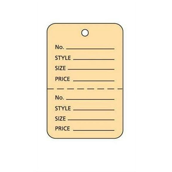 Small Buff 2 Part Perforated Price Coupon Tags, 1-1/4" x 1-7/8" - 1000 Tags