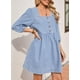 thumbnail image 3 of Vestido vaquero Sidefeel primavera/verano con manga 3/4 para mujer, 3 of 7