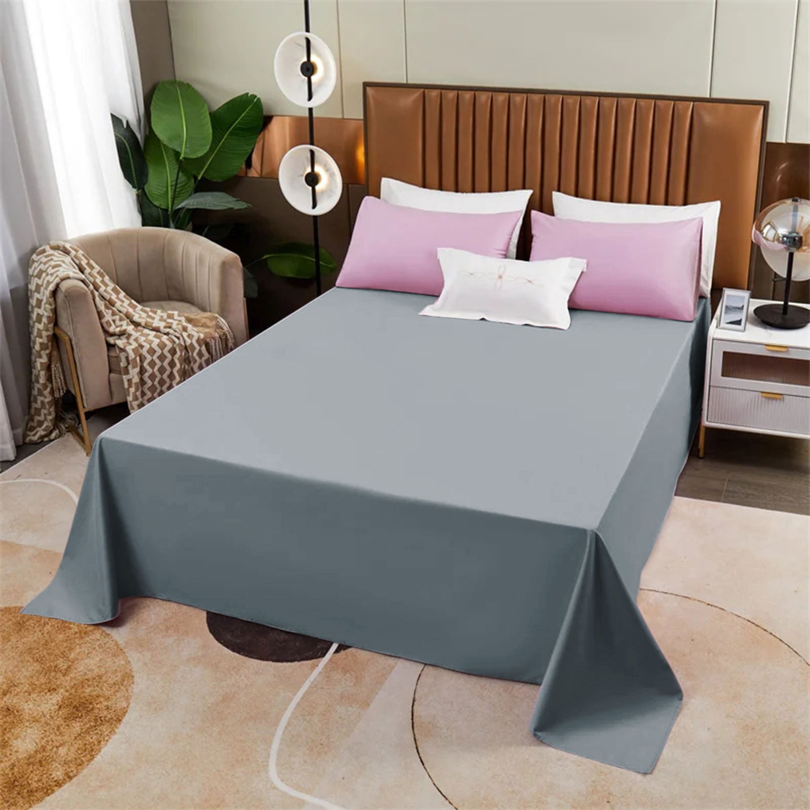 Sentmoon up to 60% off Gifts Solid Color Simple Bed Sheet Single Piece Skin-Friendly Soft Home Bedding Double Bed Sheet Comfortable and Durable Trending Picks Under Budget