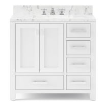 Water Creation Madison 36" Wood Single Bathroom Vanity in White/Chrome
