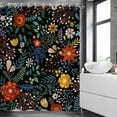 thumbnail image 2 of Black Floral Shower Curtain for Bathroom Flower Shower Curtain Dark Shower Curtain Colorful Unique Boho Shower Curtain Set with 12 Hooks, 72W x84 H, 2 of 6