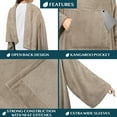 thumbnail image 3 of PAVILIA Taupe Tan Fleece Wearable Blanket with Sleeves for Adults Women Men, Soft Warm Full Body Wrap Throw, Sweatshirt Pocket, Cozy Pullover Robe Blanket with Arm, Gifts for Christmas Mom Wife, 3 of 9