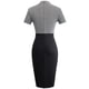 thumbnail image 4 of Vestido retro formal de manga corta con cuello redondo y estampado calado para mujer Fridja  bnh2386, 4 of 9