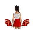 thumbnail image 2 of TSSOE Kids Girls Cheer Leader Costume Sleeveless Uniform Dress with Shorts Pom Poms Child Cheerleadering Dress Up Red 4, 2 of 7