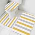 thumbnail image 3 of Orange Grey Striped Bath Mat 3 Piece Bathroom Rug Set, Geometric Vertical Stripes White Non Slip Bath Rug Contour Mat and Toilet Lid Cover, Absorbent Shower Mats Soft Bath Rugs and Mats Sets, 3 of 8