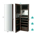 thumbnail image 2 of Gymax Wall Door Mounted Jewelry Armoire with 96 LED Lights and Makeup Rack, Brown, 2 of 10
