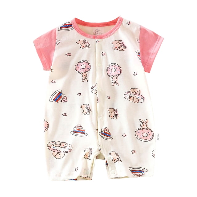Akiihool Cache-Couches pour Bébé Unisexe-Idée pour Bébé Cache-Couche à Boutons-Pression à Manches Courtes (Rose Pâle, 6-9 Mois)