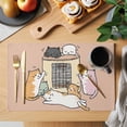 thumbnail image 2 of Placemats 1 Pack, Pink Brown Cute Cat Woven Placemat, Linen Place Mats for Kitchen/Dining Tables, Cartoon Funny Heater Cats Washable Table Mats for Party, 2 of 8