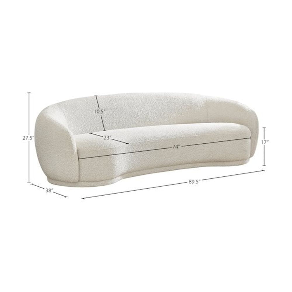 Meridian Furniture Hyde Cream Boucle Fabric Sofa