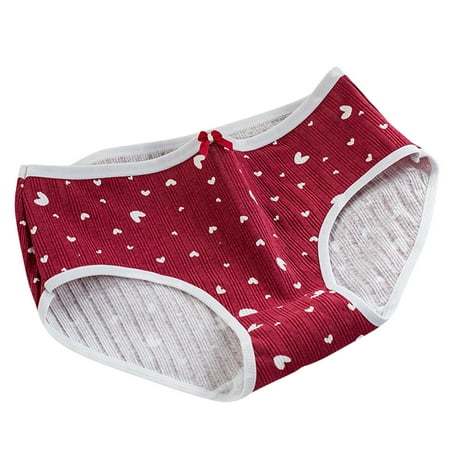 OVINYER Women s Red Christmas Printed Underwear Cotton Crotch Comfortable Underwear Underpanties Sexy Soft Stretch Panty