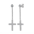 thumbnail image 6 of 925 Sterling Silver Cross Earrings Long Hanging Dangle Earring Round Zirconia Christian Religious Jewelry Women Easter Gifts, 6 of 9