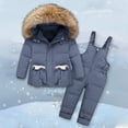 thumbnail image 6 of shoper Boys Snow Bibs Winter Coat and Snow Pants Set Overall Windproof Snowboard Outdoor Toddler Ski Outfit Navy 100, 6 of 7