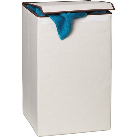 Honey Can Do Foldable Square Hamper with Lid, Natural