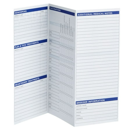 60 Pack Puppy Vaccination Record Cards, Canine Health Record Books for Dogs (Tri-Fold Design, 8.5x11 Inch)