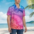 thumbnail image 3 of Sikiie Rainbow Glitter Cute Print Men's Hawaiian Shirt, Summer Beach Button Pocket Short Sleeve T-Shirt,3X-Large, 3 of 7