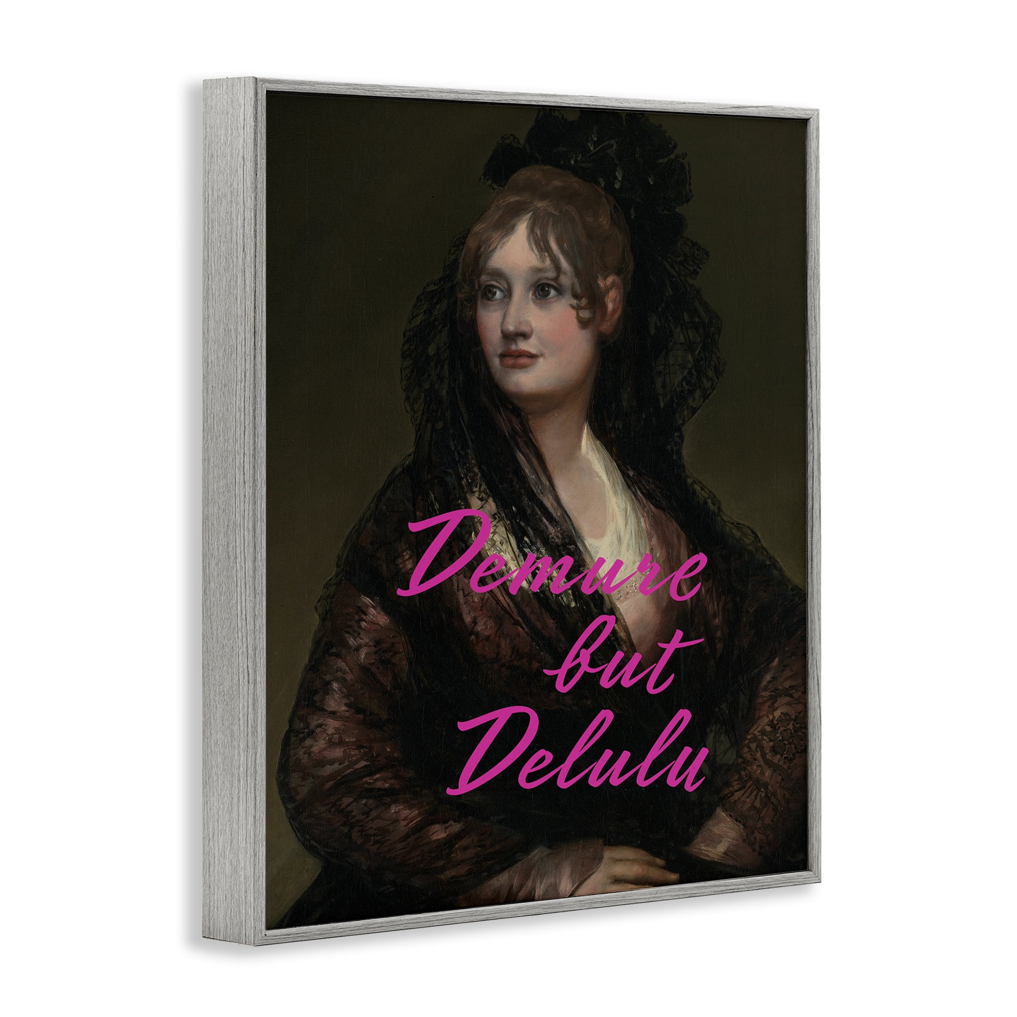 Stupell Industries Iconic Demure But Delulu Gray Framed Giclee Art, design by Grotto Studios