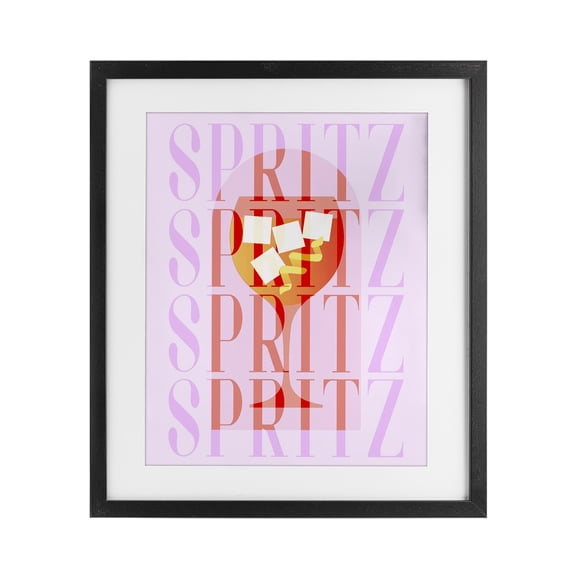 Retro Pastel Spritz Black Framed Print Under Glass, design by Lil' Rue