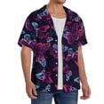thumbnail image 4 of Disketp Men's Hawaiian Purple Butterfly Print Shirts Button Down Holiday Beach Shirts-3X-Large, 4 of 7