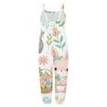 thumbnail image 3 of Likimi Toddler Girls Jumpsuit Easter Cartoon Print Crew Neck Sleeveless Strap Summer Fashionable Bodysuits White Size 9-10 Years, 3 of 3
