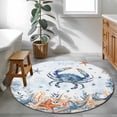 thumbnail image 4 of Oceans Marine Life Round Living Room Rugs 3.3 ft, Coastal Orange Blue Crabs Starfish Ombre Washable Area Rug with Non-Slip Sturdy Edge Binding Round Front Door Mat Floor Carpet for Entryway, 4 of 9