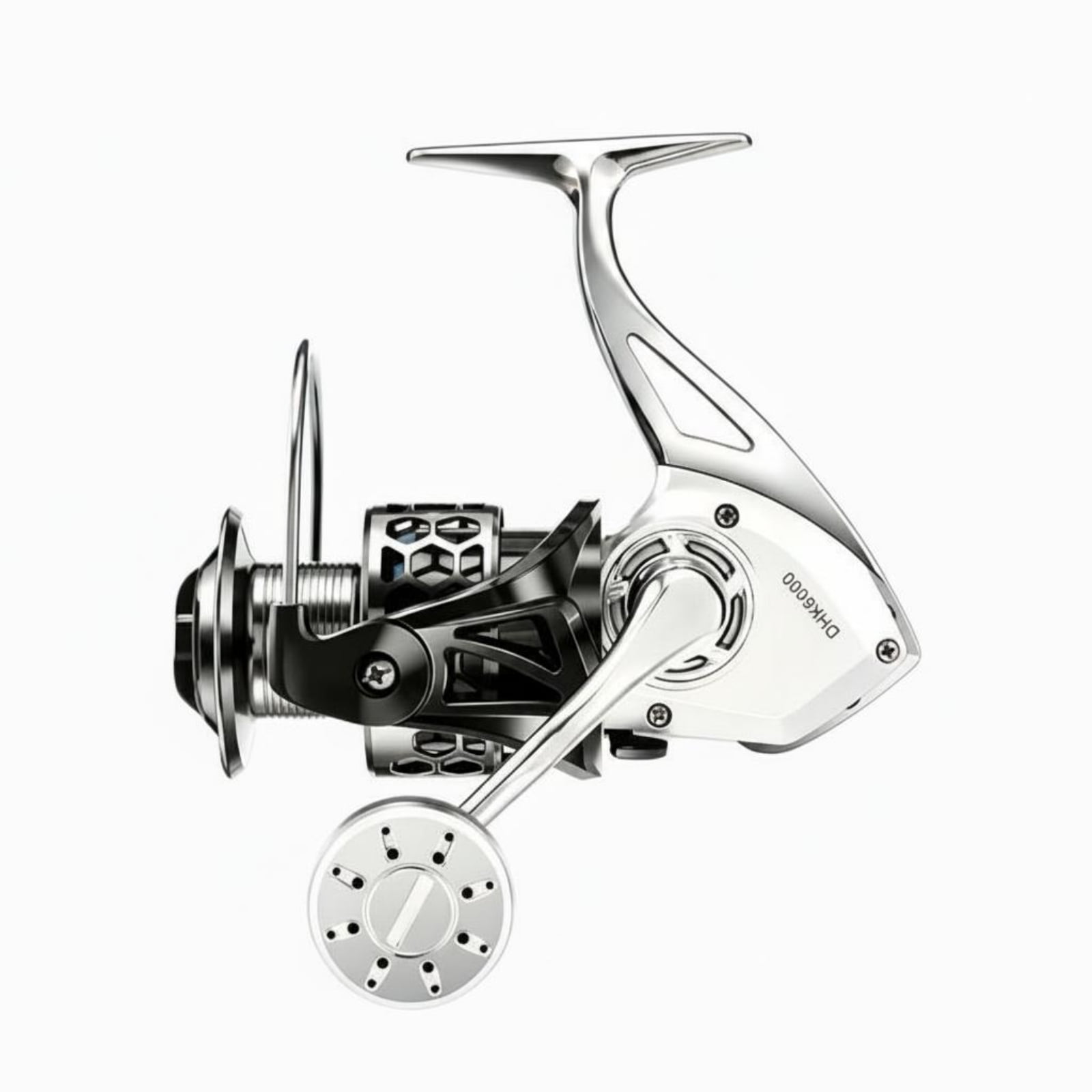 MERIGLARE Fishing Reel Spinning Reel Metal Reel 6000 Series Size for Heavy Line Capacity Ambidextrous Users Sea Lake River