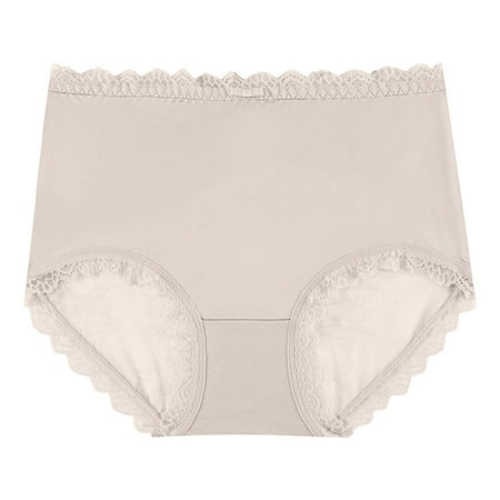 Scyoekwg Womens Underwear Mid Waisted Underwear Hipster Panties Solid Color Comfort Ladies Underpants Lace Stretchy Briefs(Gray M)