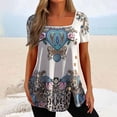 thumbnail image 2 of Birdeem Mode Femme Blouse Imprimée Décontractée Manches Courtes T-Shirt Été Boutons Hauts, 2 of 3
