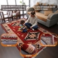 thumbnail image 3 of Rugsotic Carpets Hand Knotted Afghan Rugs Rectangle 5'x8' Red Beige Silk-Wool for Indoor Use, 3 of 6