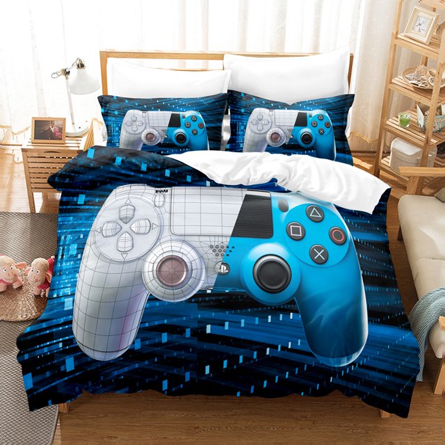 Galaxy Video Game Bedding Suit Teen Geometric Hexagonal Bedding And Linen Super Soft One Size Bedding Zipper