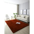 thumbnail image 1 of Faux Short Fur Area Rug-Brick Red, 1 of 6