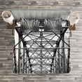 thumbnail image 3 of Ambesonne Black and White Quilted Bedspread Set 3 Pcs, Modern Bridge, Queen Size, Black White Grey, 3 of 3