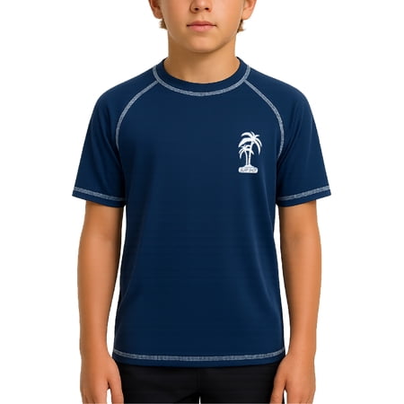 iXtreme Boys Rash Guard Shirt - UPF50+ Sun Protect Quick Dry Short Sleeve Swim Shirts for Boys (5-18)