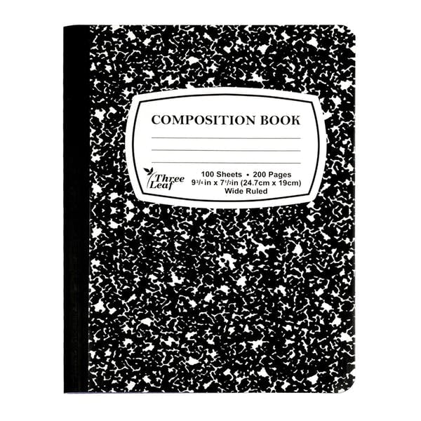 Black marble Composition Notebook 100 sheets, Wide Case Pack of 24